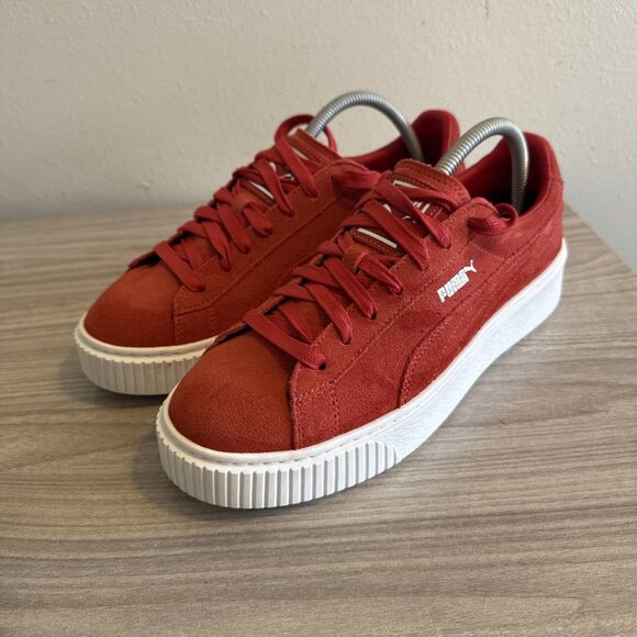 Puma Suede Platform Sneaker Womens Size 9.5 Barbados Cherry 362223-03 - Picture 2 of 11